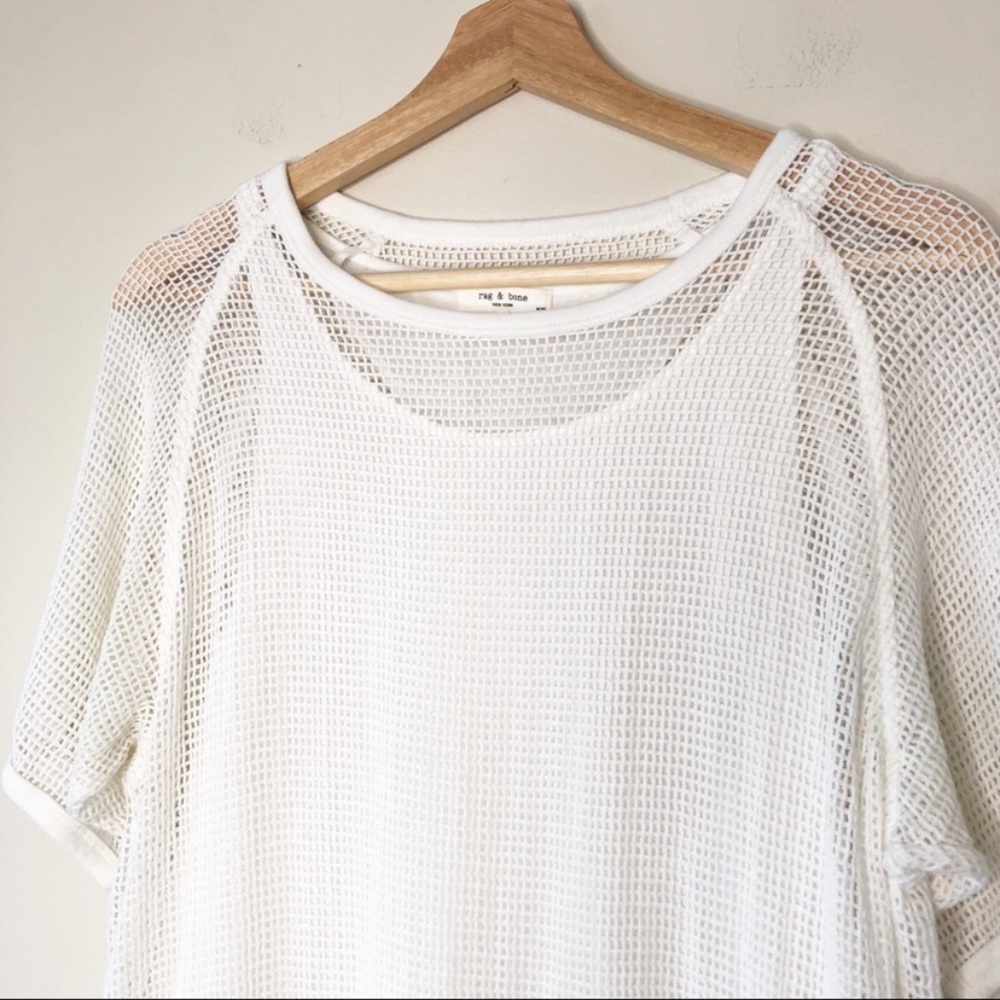 rag & bone double layer mesh tee white size large - Picture 3 of 6